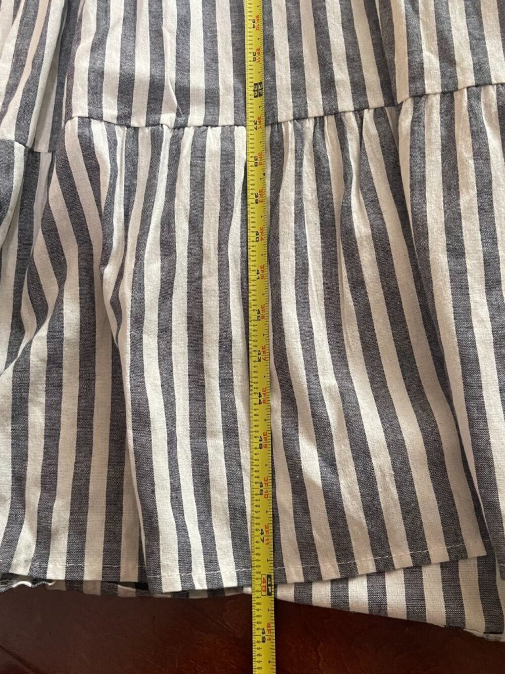 Lungo L’Arno Gray White Striped Tiered Midi Dress Size L Made in Italy - Picture 6 of 8